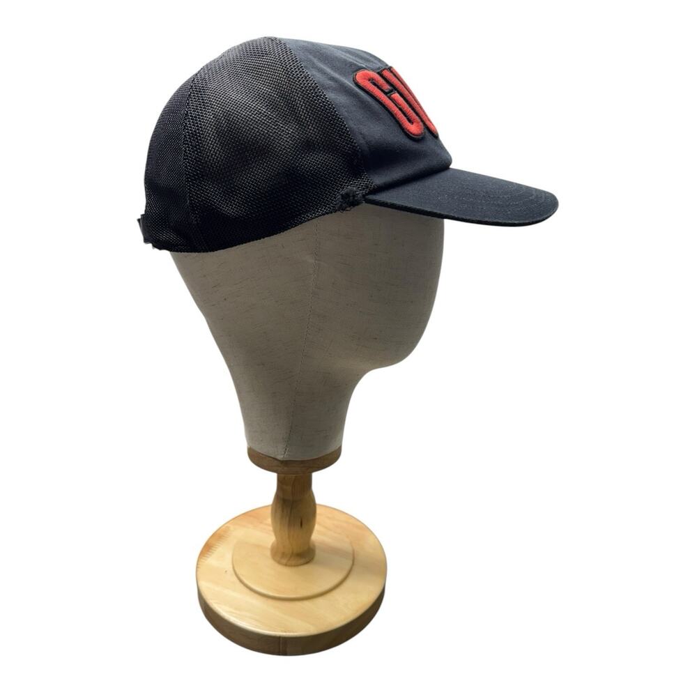 GUCCI Black Red Embroidered Logo Adjustable Leather Strap Trucker Cap - Picture 3 of 10